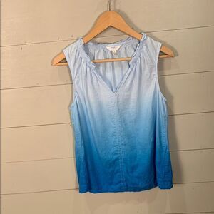 Time and Tru Blue Ombre Sleeveless Top linen blend size small summer